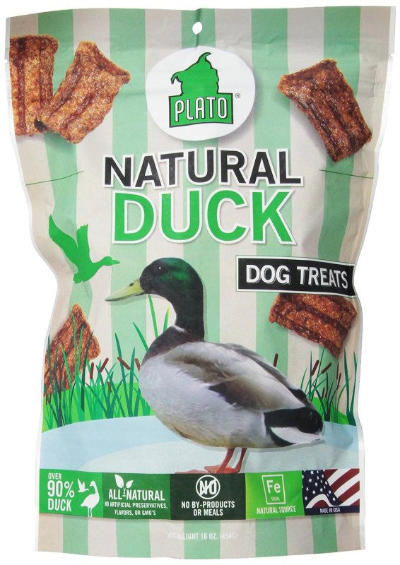 Plato Natural Duck Dog Treats  16 oz